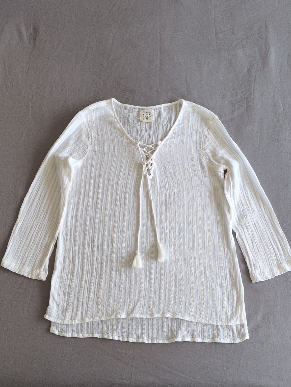 Billabong Cream Lace-Up Gauze Tunic NWOT